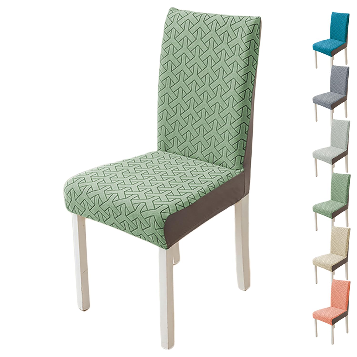 Housses de chaise extensibles jacquard bicolore lavables pour salle à manger et banquet vert