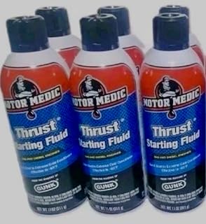 Niteo Products Motor Medic Qty X 6 M3815-6PK Thrust Starting Fluid for Gas & Diesel Engines - 11 oz., Made in The USA. Safe for Gas & Diesel Engines.