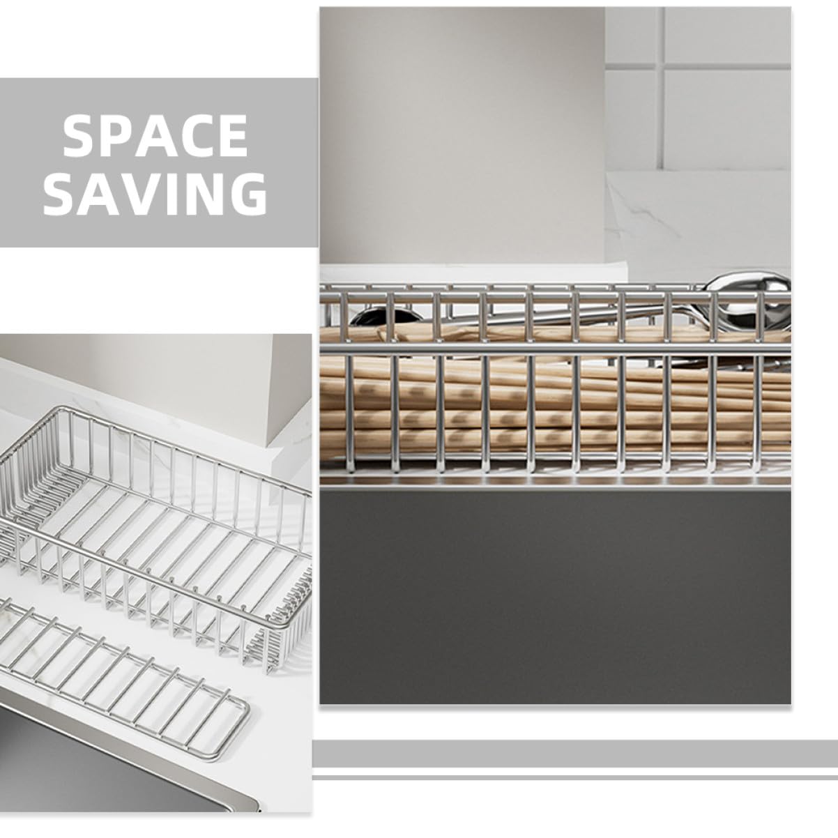 Cabilock 2pièces Panier Égouttoir pour Lave-Vaisselle Acier Inoxydable Panier à Couverts Porte-ustensiles Organisateur pour Ustensiles de Cuisine