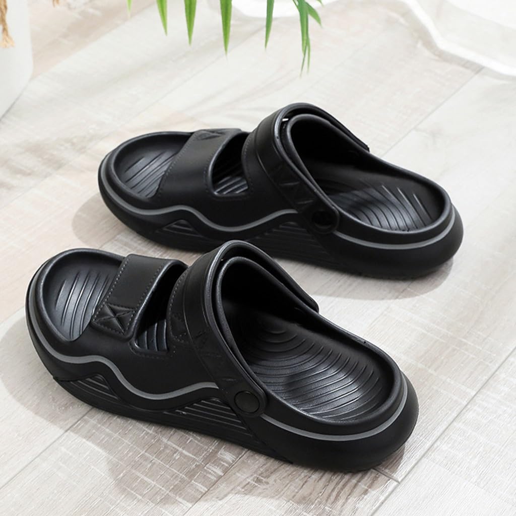 Zapatillas para Hombres Verano Al Aire Libre, Suela Gruesa Antideslizante, Ligera, Zapatos De Ducha con Punta Abierta, Sandalias con Soporte para El Arco (Gris, 41/42 EU)