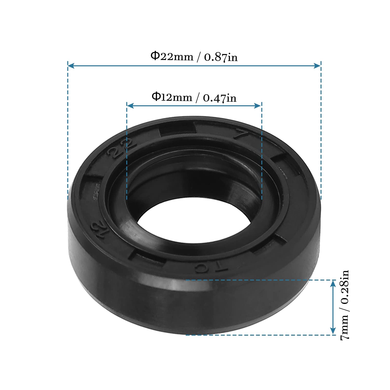 QUARKZMAN TC Olio Sigillo Gomma Doppio Labbro 12x22x7mm per Moto Alberi Motore Pompe Idrauliche Nero