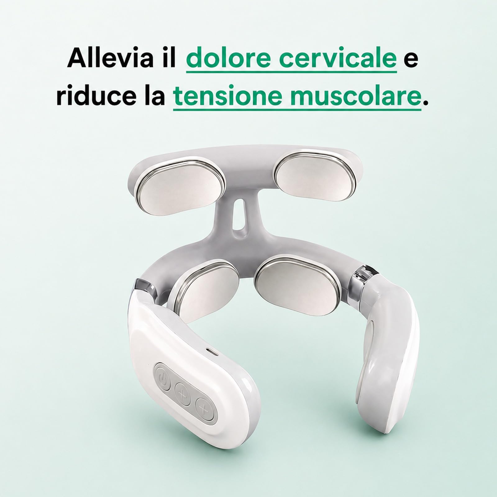 Vertaline CerviRest Massaggiatore Cervicale Elettrico, Dispositivo per Collo e Spalle con Funzione Calore, 6 Programmi, 16 Livelli di Intensità, Stimolazione Muscolare, Design Wireless per Casa e Uffi