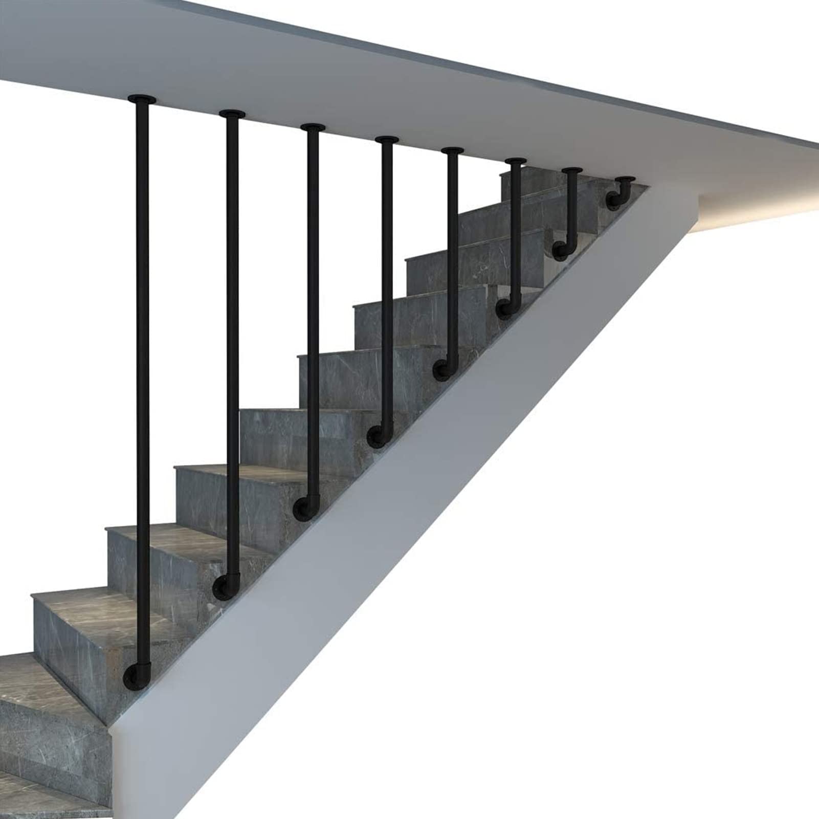 ZJFJMBD Balustrade Posts Stair Railing Support Kit - Black Metal Wrought Iron Handrail Parapet Rails for Stairs, Wall Mount, Banister Rail