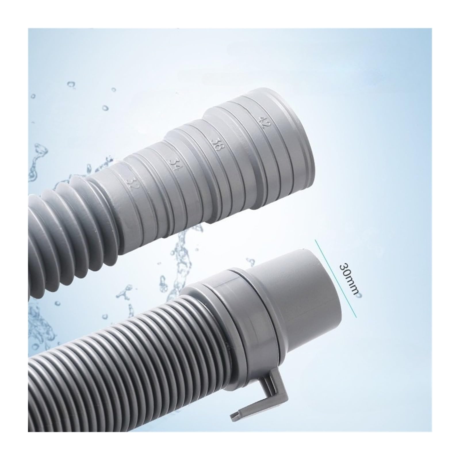Tubo Di Scarico Universale for Lavatrice, Prolunga Compatibile for Lavatrici Automatiche/Semi-Automatiche, Ondulato A Prova Perdite(2m-1pc)