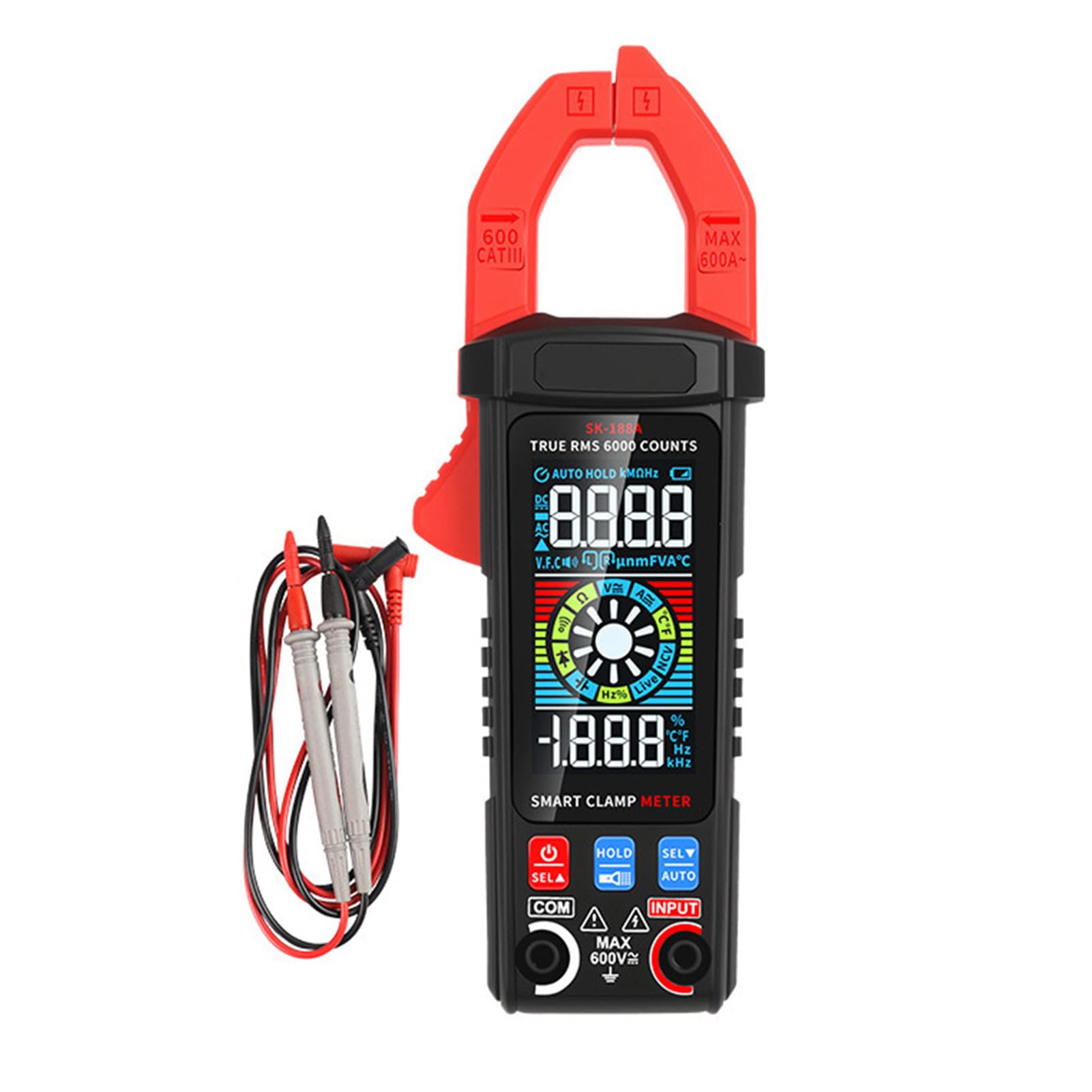 Jeffergarden Digitales Stromzangen-Multimeter, True RMS 6000 Counts, AC DC