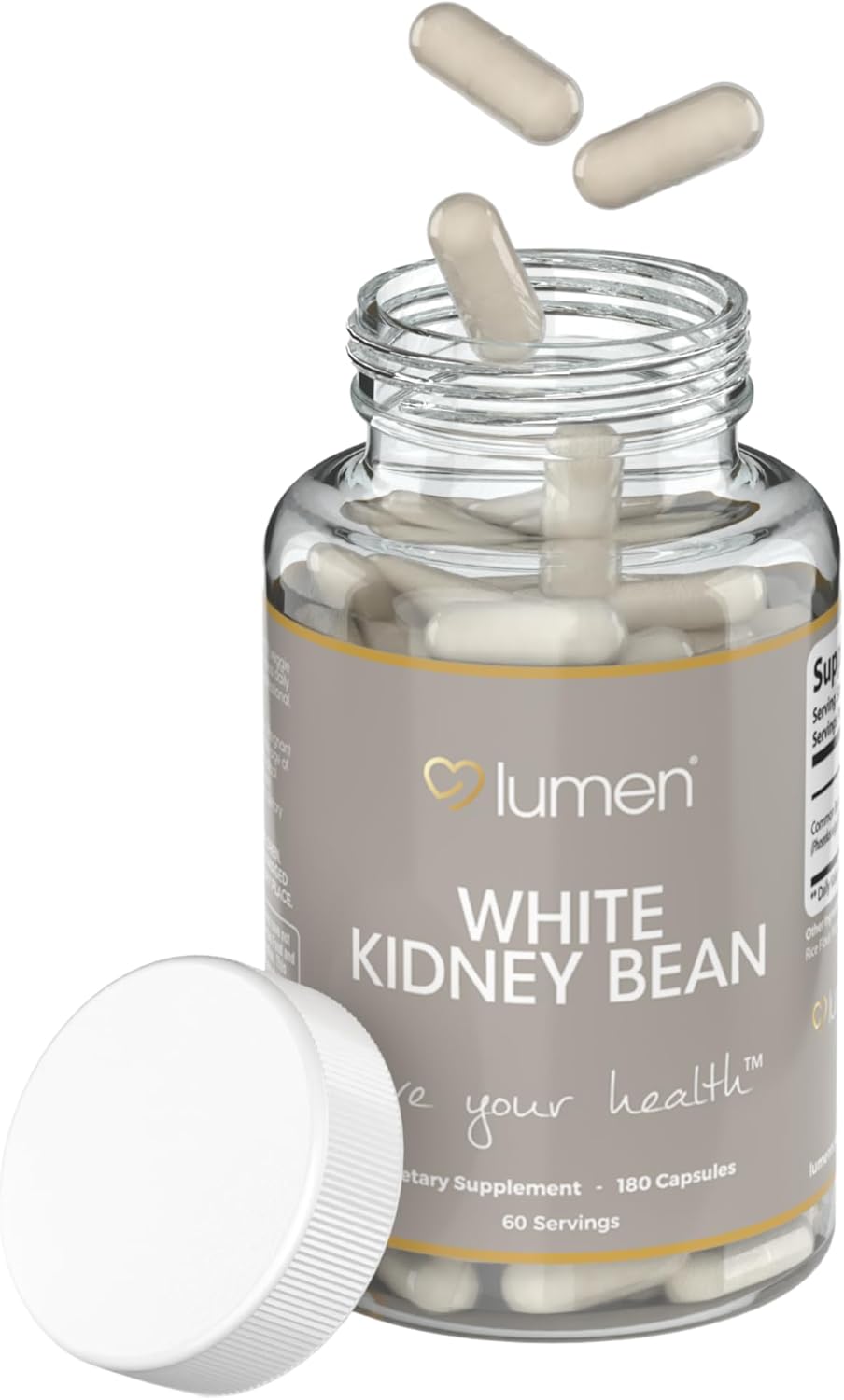 Lumen Naturals White Kidney Bean for Women - 1800mg Per Serving - Veggie Capsules - 180 Count - 60 Servings