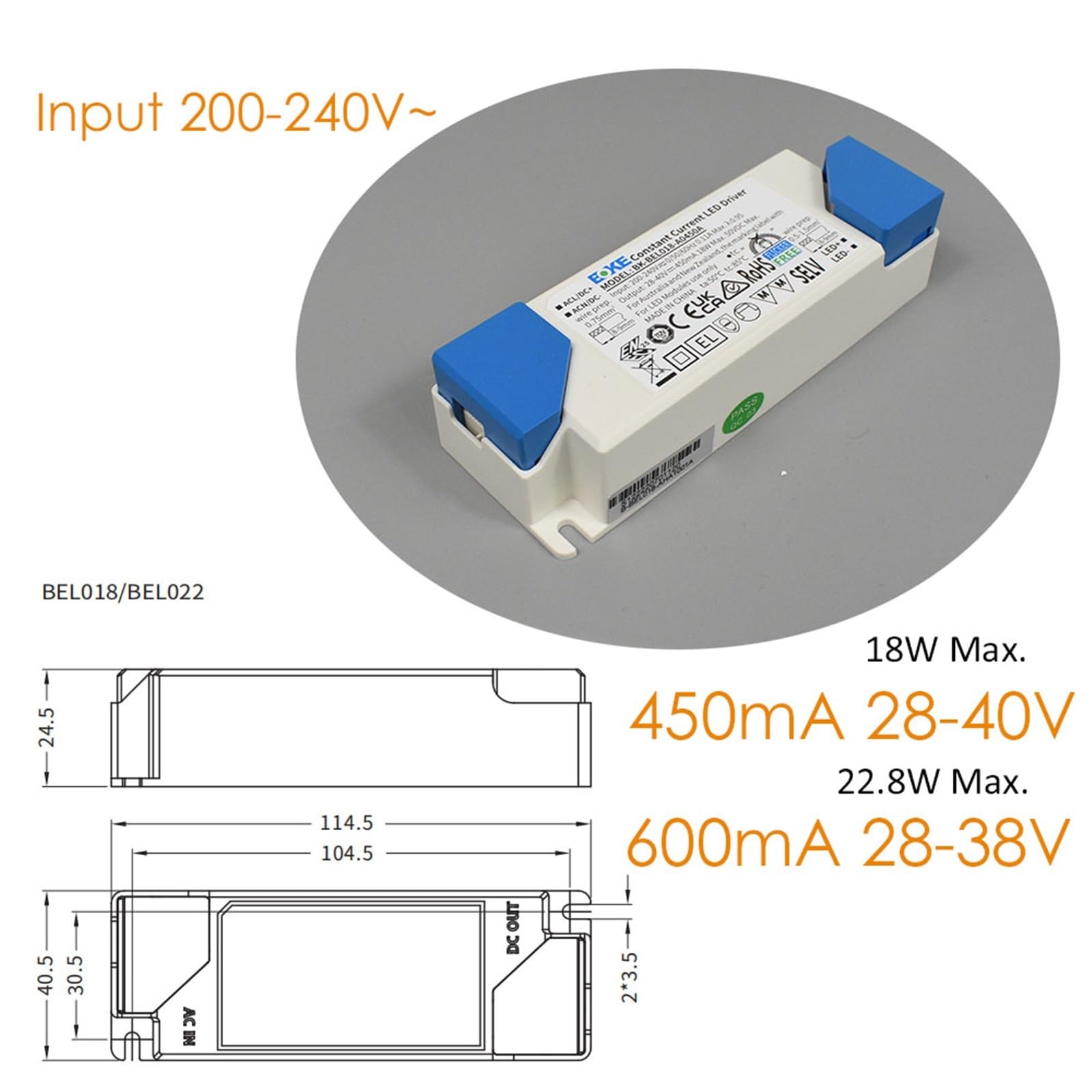 ErP Sterownik biurowy LED bez migotania 300mA 450mA 600mA 1000mA transformator SELV 30-42 V Kontroler do oświetlenia wewnętrznego TUV SAA (40 W maks. 1000 mA)