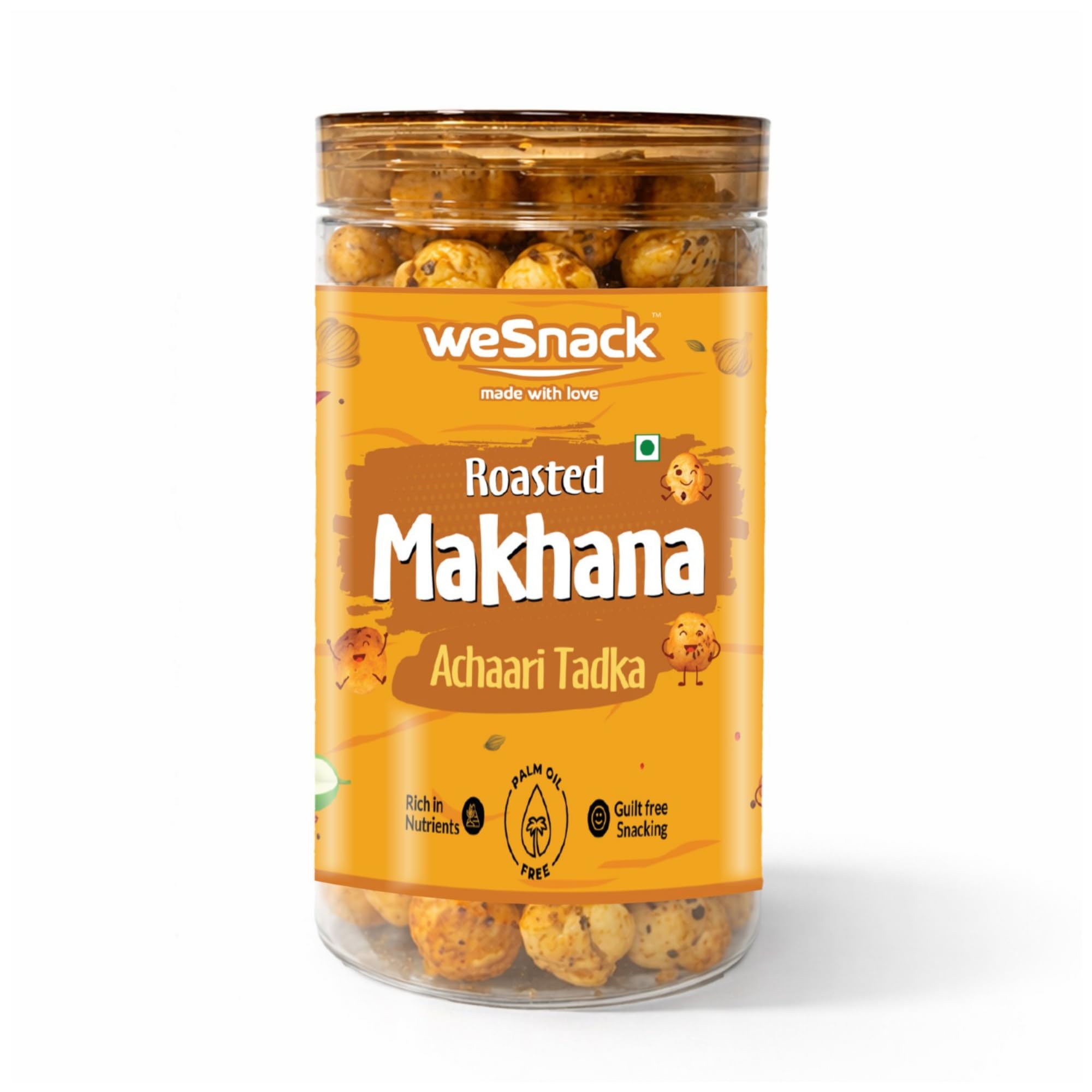 Wesnack Premium Roasted Makhana 80g | Zero Trans Fat | Fit for Fasting | Foxnuts, Lotus Puffs | Healthy Snacks | Gluten Free | Cholesterol Free | Rich In Protein, Fiber & Calcium (Achari Tadka)-image-39
