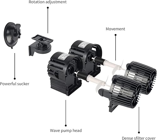 Miniatura 5 de UPETTOOLS Bomba de circulación sumergible para acuario 6340 GPH  Cabezal de alimentación ajustable de 360 para peceras  Bomba de agua de alta