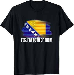 Half American Half Bosnian Roots - USA Bosnia Flag DNA T-Shirt