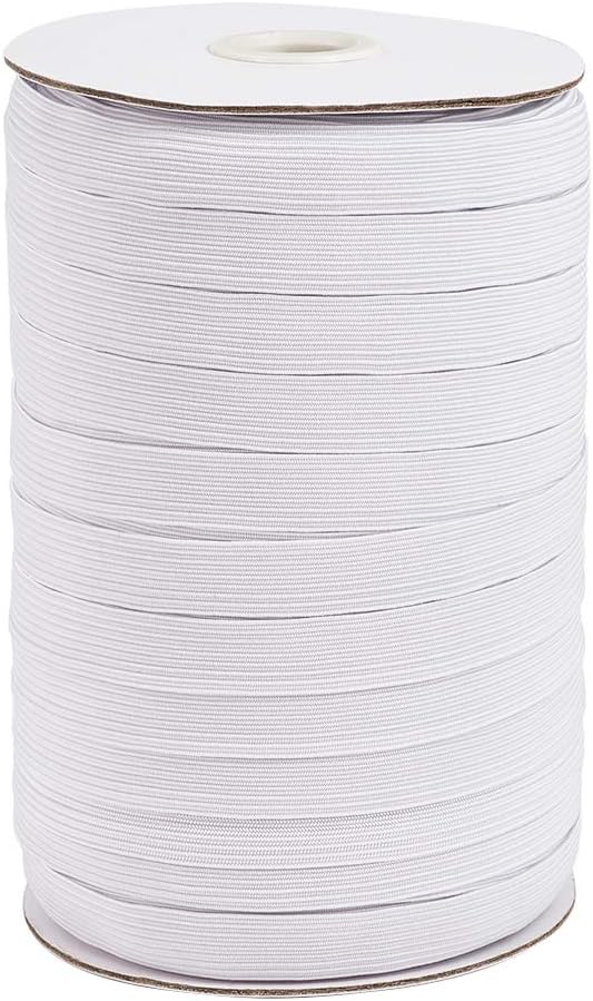 Cheriswelry 100yards/roll 1/2 inch Flat Elastic Rope Cord Band White Stretch Knit Braided Strap Thread String with Spool for DIY Sewing Crafting Making