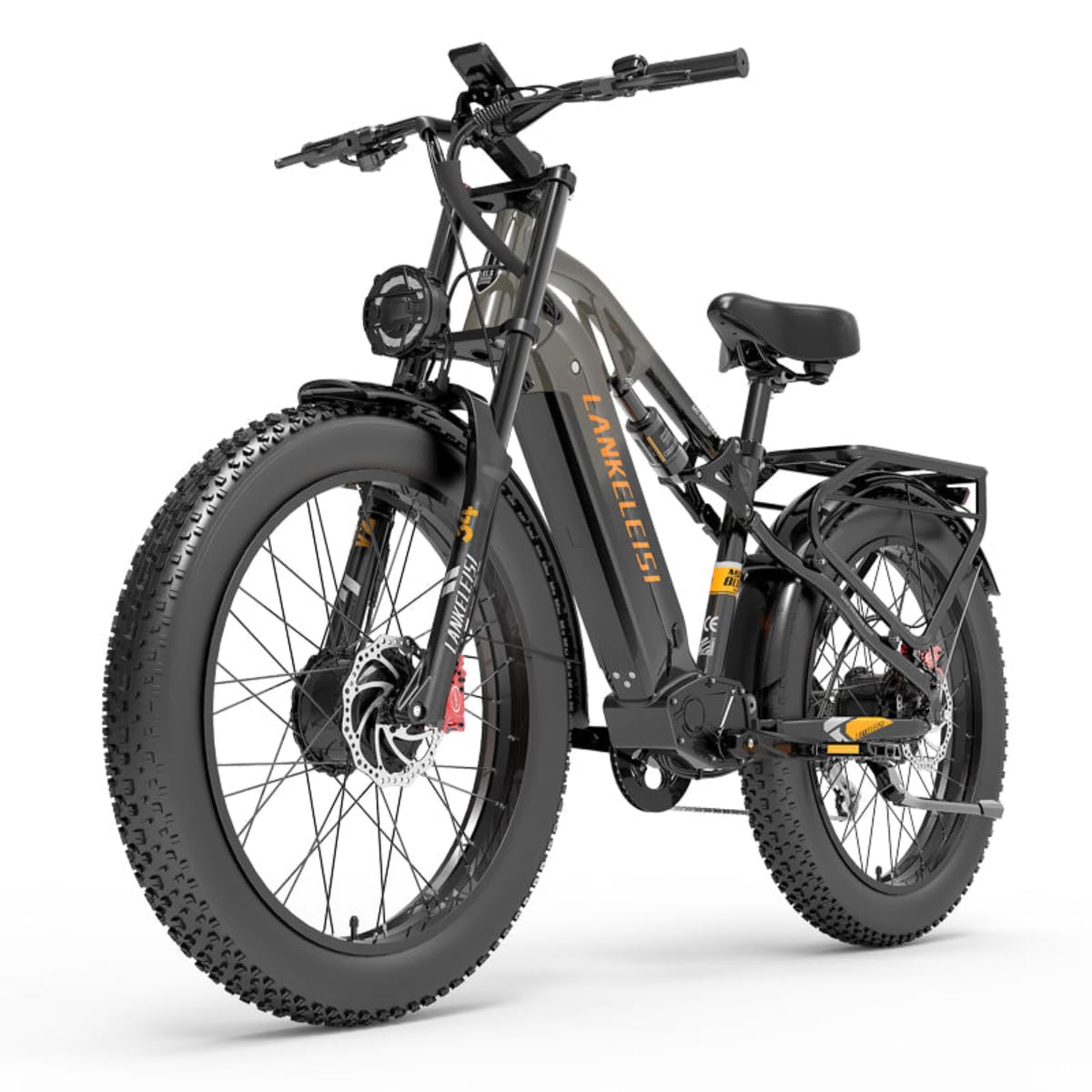 LANKELEISI MG800Max Motore Doppia 26 pollici Pneumatici Grassi Bicicletta Elettrica da Tutto Terreno (Grigio)