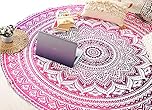 Raajsee Pink Round Beach Tapestry Hippie / Boho Beach Blanket Mandala Roundie/ Indian Cotton Throw - Round TableCloth/ Home Decor/Indie Rug Yoga Mat Meditation Picnic Rugs 50 inch Circle