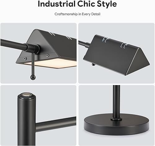 Miniatura 7 de VONLUCE Lámpara LED de escritorio de farmacia, brazo oscilante, diseño industrial para lectura, manualidades, trabajo, LED de 10 W, altura