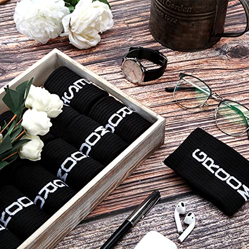 SATINIOR 6 Pairs Groomsmen Socks Wedding Casual Groom Dress Socks Men's Funny Novelty Groom Crew Socks Groomsman Best Man Groom Wedding Socks for Wedding Groomsman Multicolor4