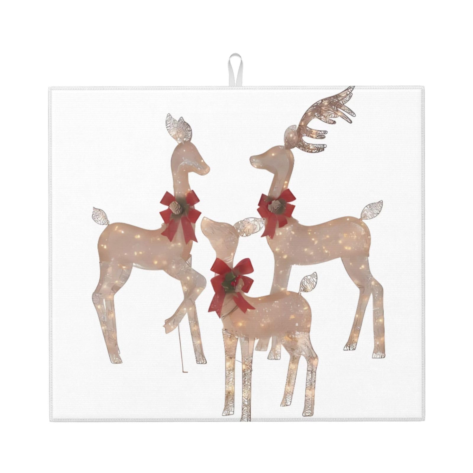 YYHWHJDE 3 deer Prints Kitchen Drying Mat - Absorbent Dish Drying Throw with Vibrant Prints, Quick-Dry Countertop Layer for Dishes & Appliances - Non-Slip & Foldable