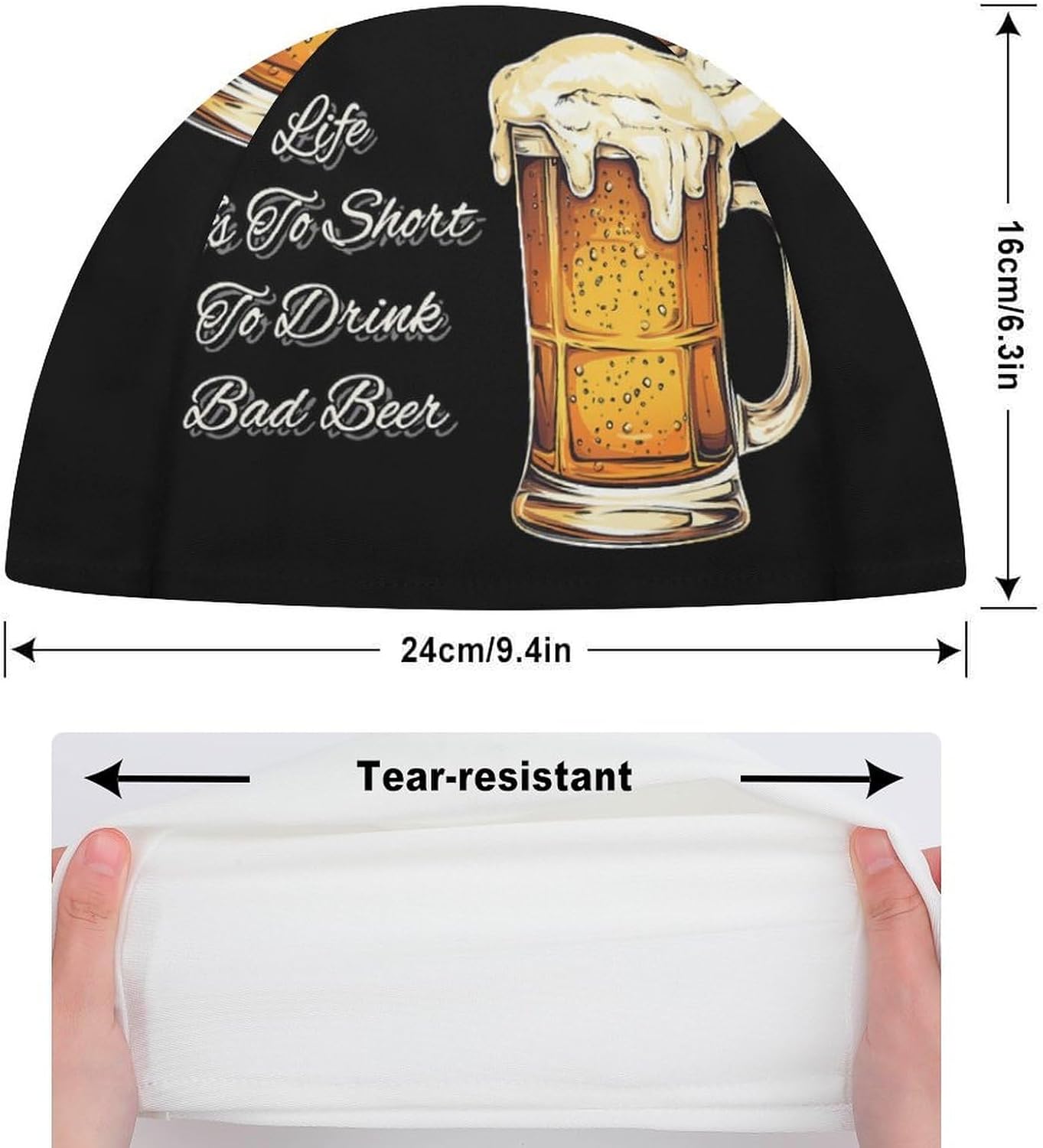 Life is to Short to Drink Bad Beer Womens Swim Cap for Men Adult Swimming Hat Curly Short Medium Long Hair
