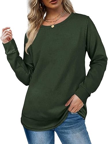 Miniatura 2 de Ceboyel Camisetas de otoño 2023 para mujer, camisetas de color liso, túnica de manga larga, blusas casuales elegantes para salir, ropa de mujer