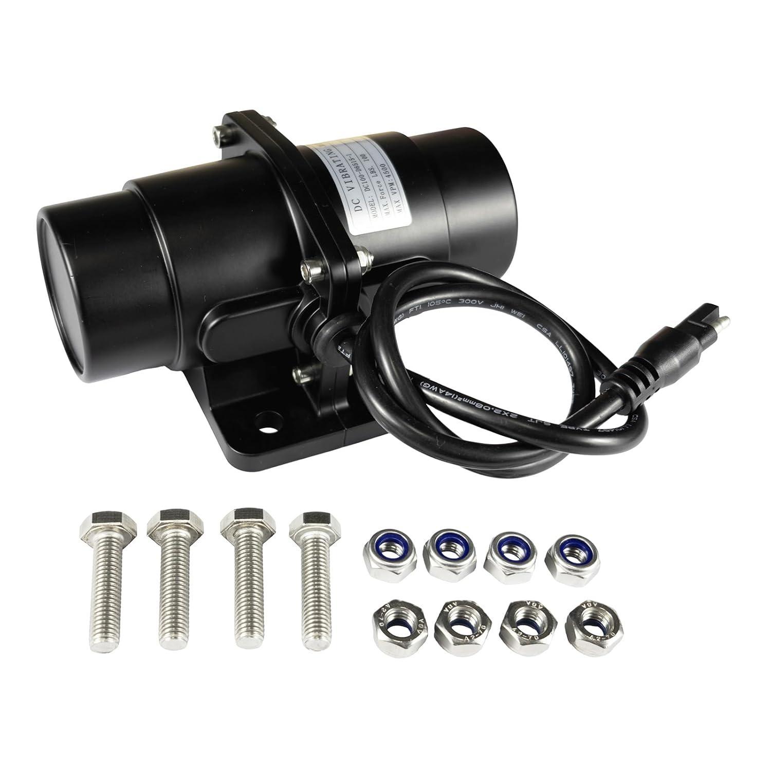 100LBS 12VDC Vibrator Motor for Salt Sand Spreader & Concrete Mixer, High Speed 4500RPM with Mounting Screws