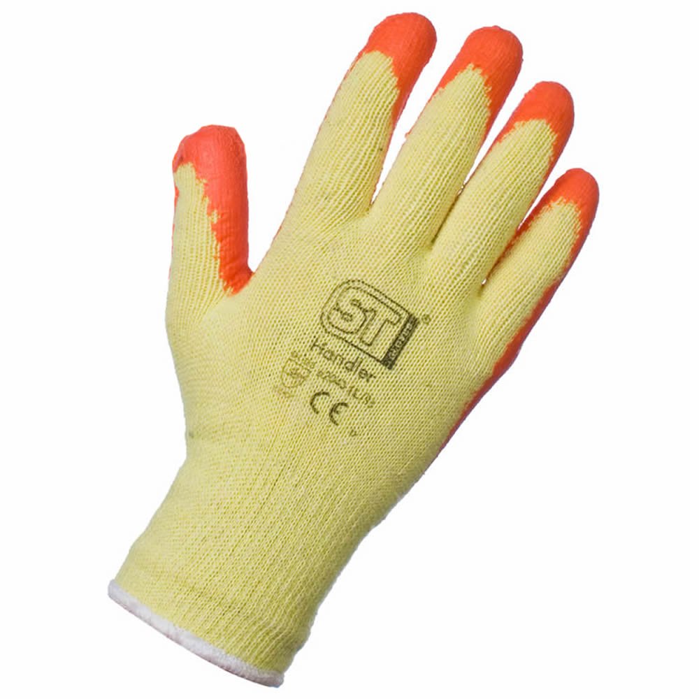 Army And Workwear Colour: Orange | Size: XL - SIZE 10 | Amount: 24 Pairs | Type: Handler Glove Mens Rubber Palm Gripper Work Ladies