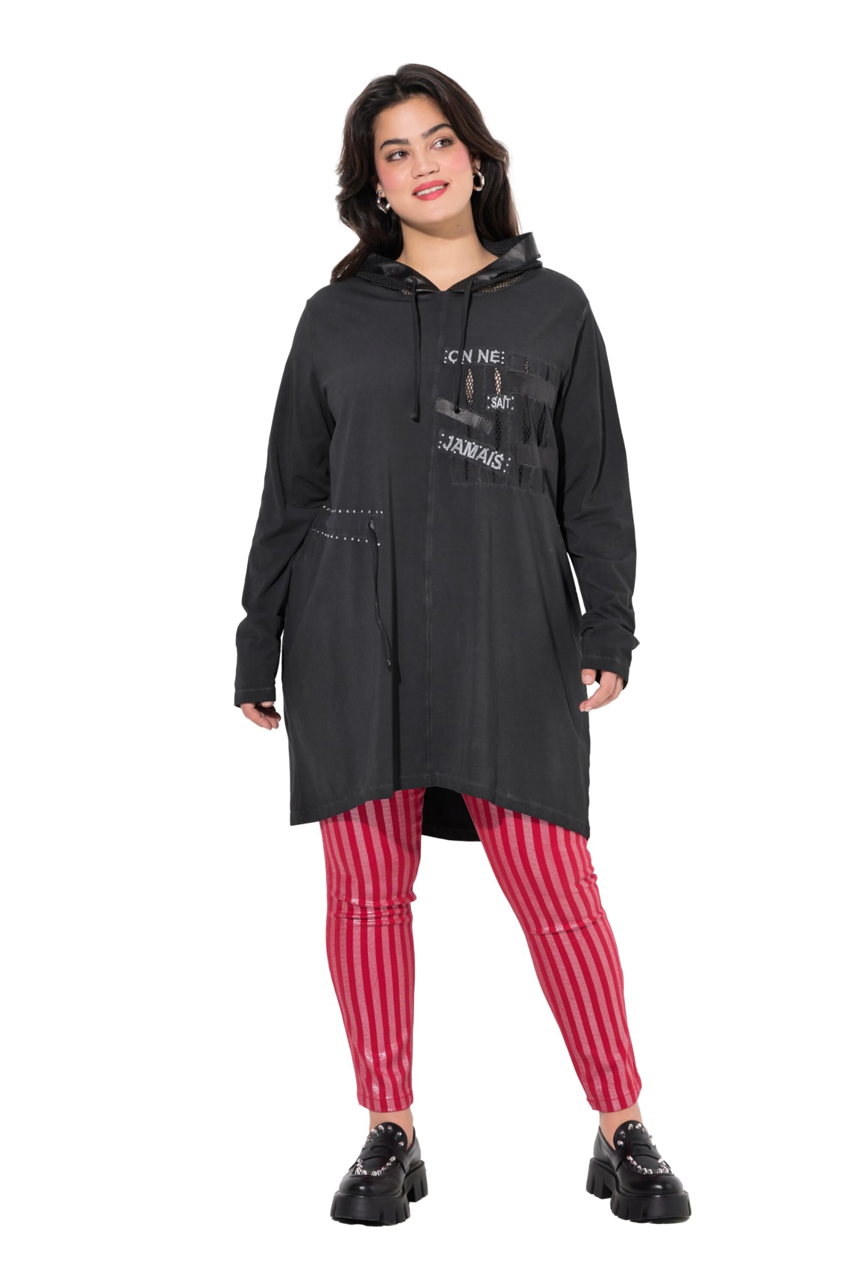 Angel of Style Damen große Größen Übergrößen Plus Size Long-Sweatshirt, Oversized, Netz-Kapuze 838676