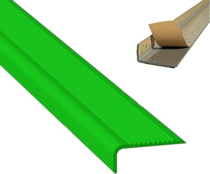 Non-Slip Stair Edge Protector, Rubber Stair Treads, Stair Nosing Strips, Self Adhesive Stair Edge Protector Non-Slip and Waterproof Indoor Staircases,Green,1.5X4 cm