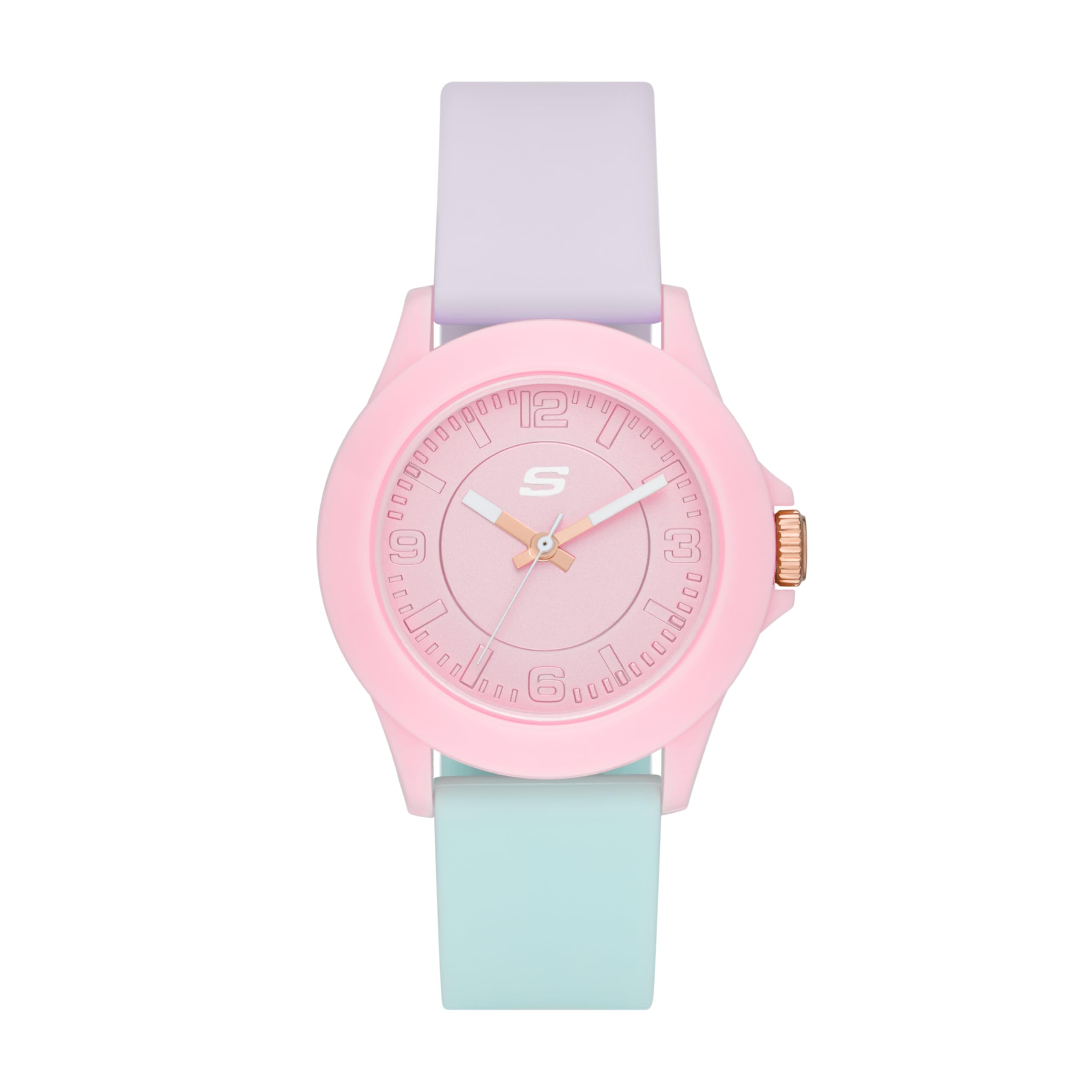 Skechers Women's Rosencrans Mid Quartz Plastic and Silicone Casual Sports Watch Pink/Purple/Green