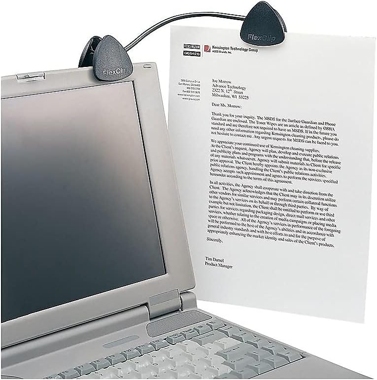 Kensington Flex Clip Copyholder 9-3/4"x1-1/2"x1-3/4" Black : Document Holders : Office Products