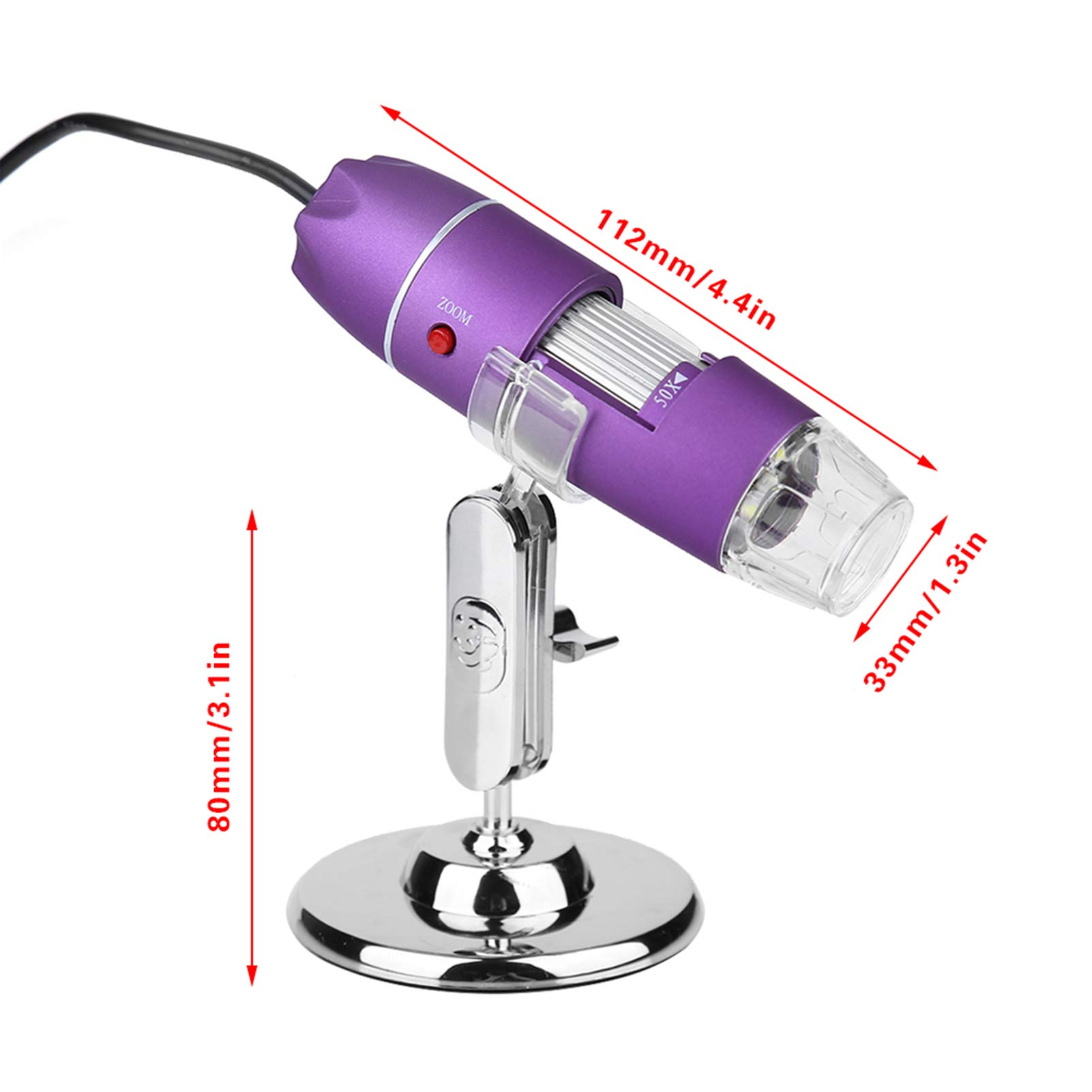 Mikroskop cyfrowy USB, endoskop do analizy skóry, tester urody skóry włosowej wykrywacz skóry głowy mieszków włosowych 50 x 500 X, do testowania wilgotności skóry, elastyczności, oleju, melaniny, piegów