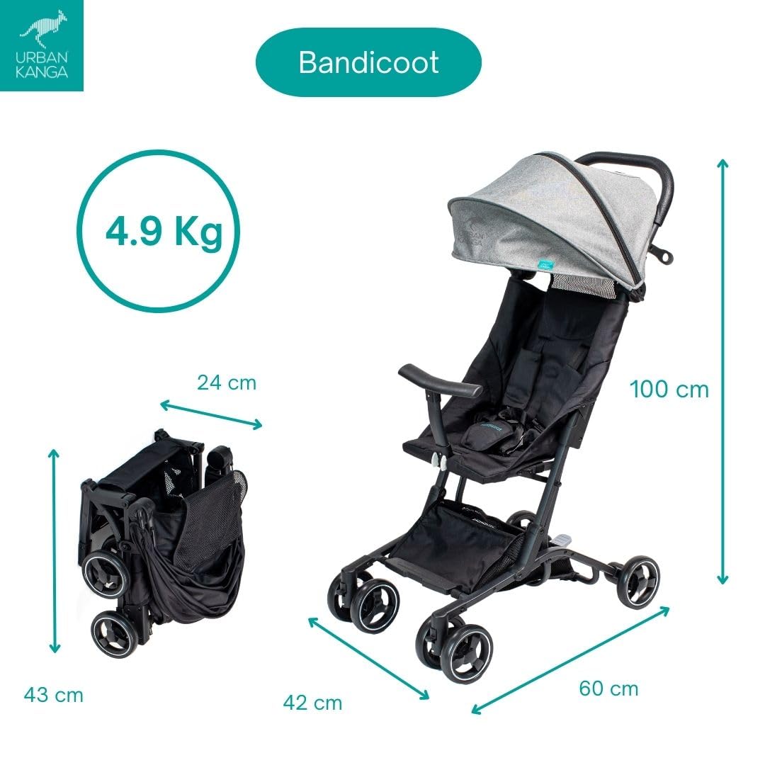 Urban Kanga Bandicoot Reisebuggy Handgepäck bis 22 kg Kompakt faltbar Schultergurt Transportabdeckung