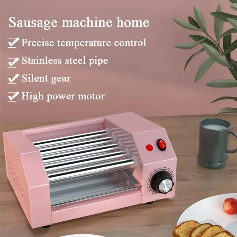 Máquina de Rodillo para Perritos Calientes, Parrilla de Rodillo multifunción, Cocina de Parrilla de jamón de 5 Rodillos, Adecuada para camión de Comida, Tienda de conveniencia