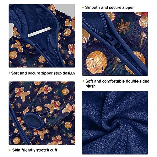 Christmas Gingerbread Man Boys Fleece Hoody Jacket Zip Up Coat Warm Fall Winter Plush Jacket Long Sleeve Outerwear3