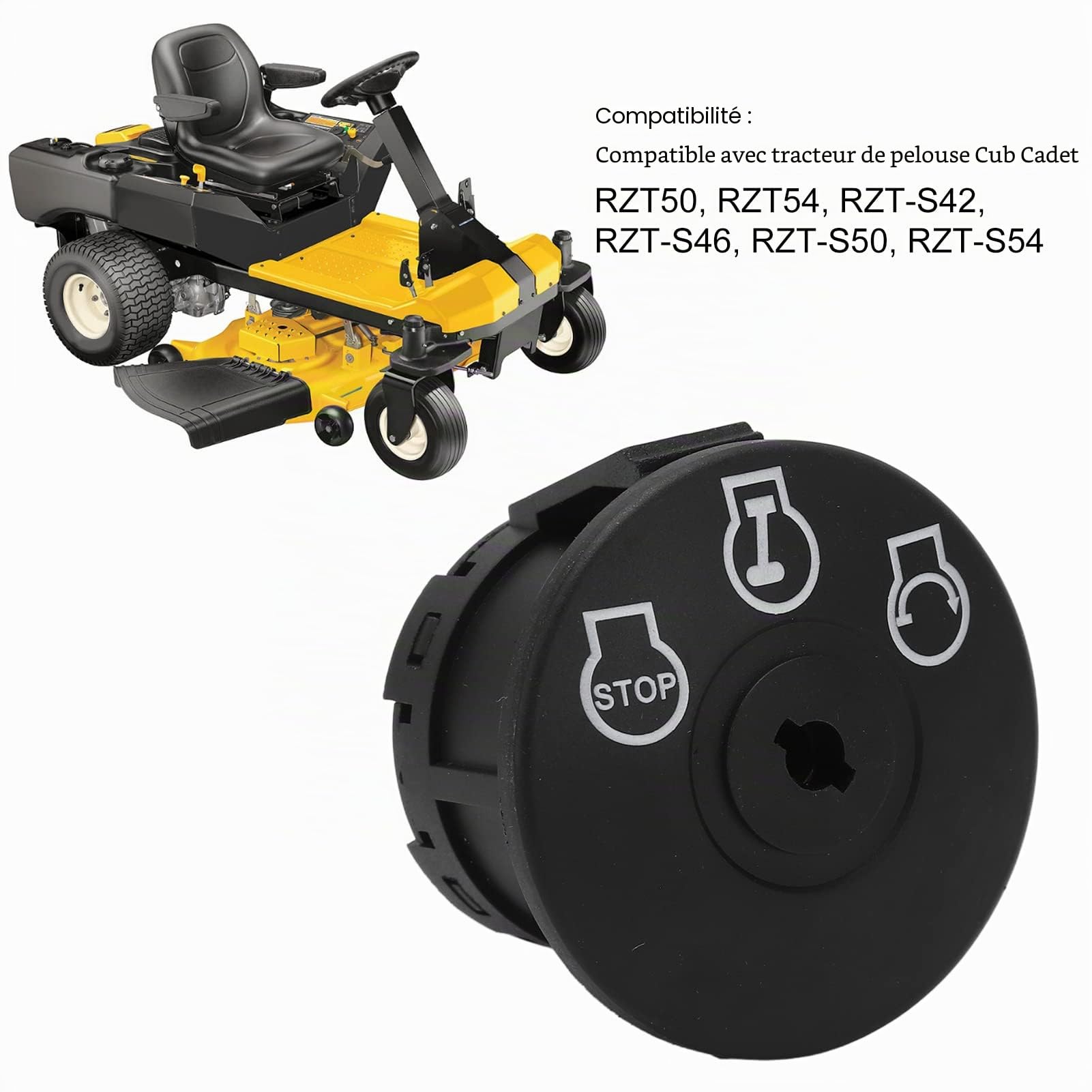 Interrupteur d'allumage pour Tracteur de Pelouse, Métal ABS 925-04228 OE Standard Haute Résistance avec 2 Clés pour Cub Cadet RZT50 RZT-S46 RZT-S50