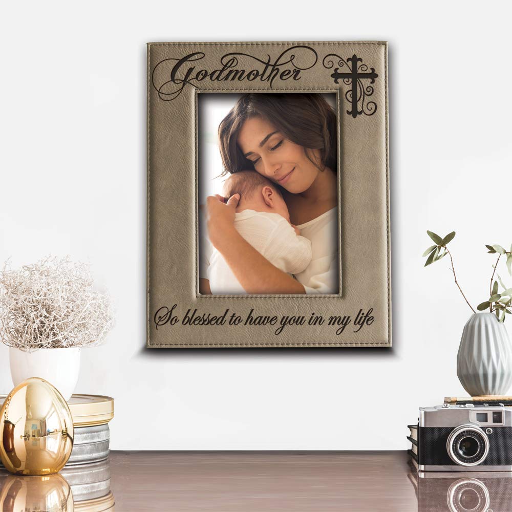 BELLA BUSTA-Godmother with Cross So Blessed to Have You In My Life-Godmother Geschenk von Patenkind 4"x 6" Vertical beige