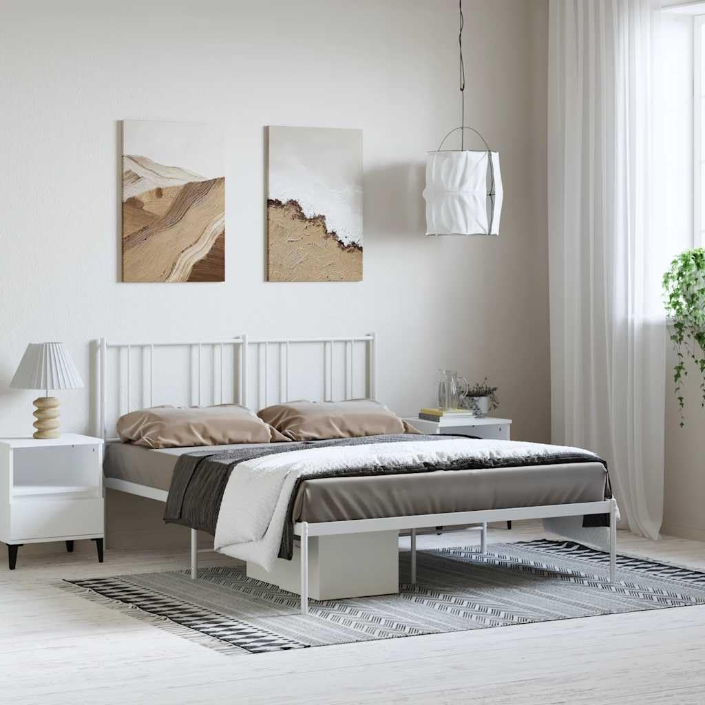 vidaXL Estructura Cama sin colchón con cabecero Metal Blanco 150x200cm