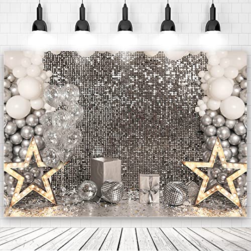 Telón de fondo plateado con purpurina para fiesta de discoteca para mujeres, cumpleaños, recepción, fotografía, fondo para decoración de mesa de pastel, telón de fondo para adultos y niños, retrato de