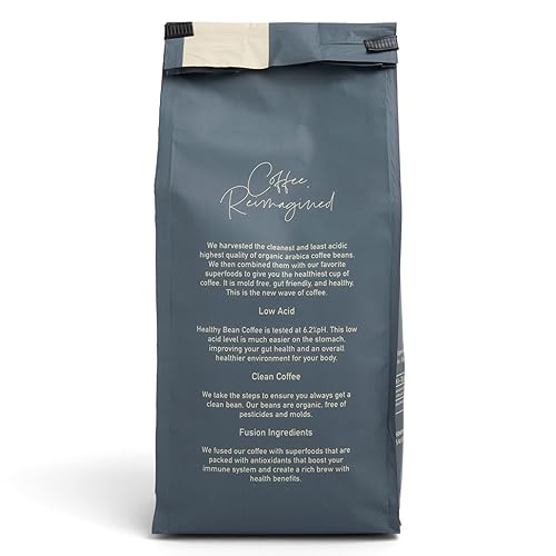 Miniatura 2 de Café en grano saludable café bajo en ácido granos enteros con infusión de superalimentos orgánico USDA sin micotoxinas tostado semitoscuro 10 onzas