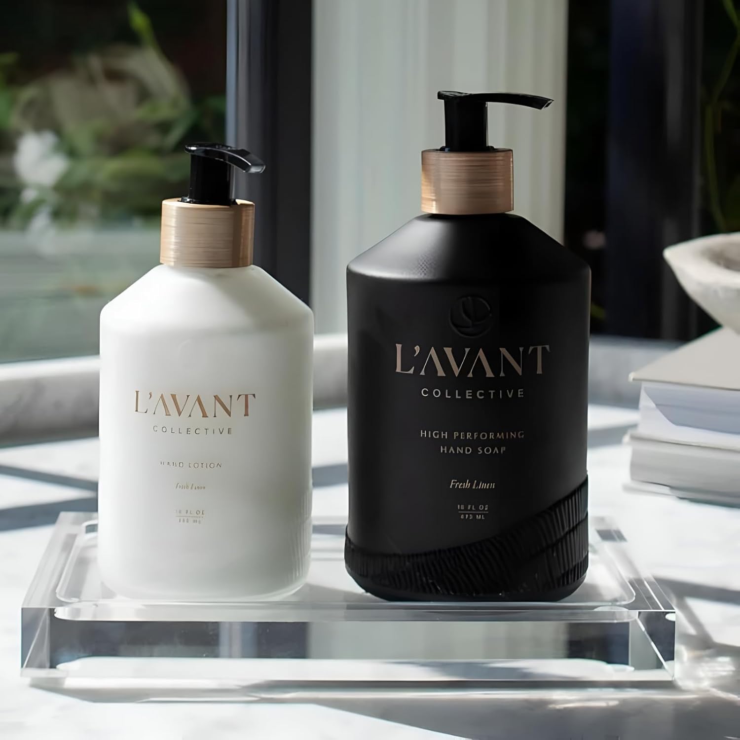 L'AVANT Collective Hand Lotion & Hand Soap Bundle Fresh Linen | High Performing Formula Luxurious Ingredients for Soft & Smooth Hands | 2 Glass Bottles Kitchen Accessories Home Decor Hostess Gifts - Image 4