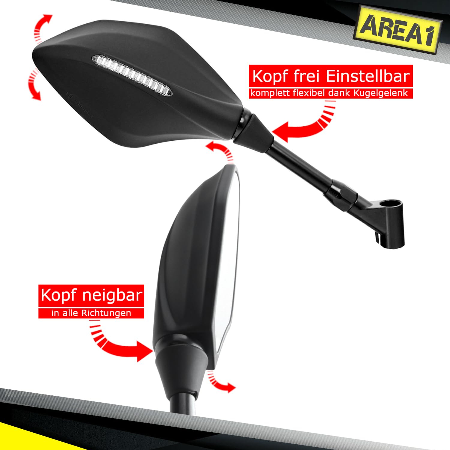Area1 Set di specchietti retrovisori compatibile con Multistrada 620, 1000, 1100, (V43)