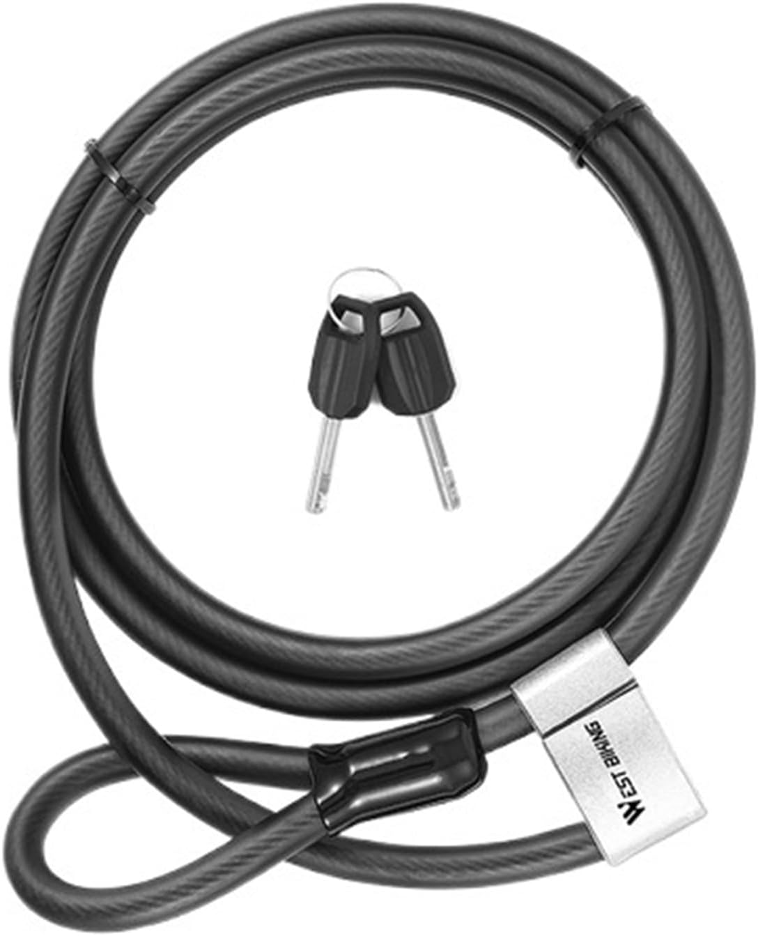 Compatible for WEST Biking， Bike Anti-Theft Lock 2M Lengthen Cable Lock Scooter MTB Road 5 Digit Code Bicycle Password Lock Cycling Equipment(2M Key Lock)