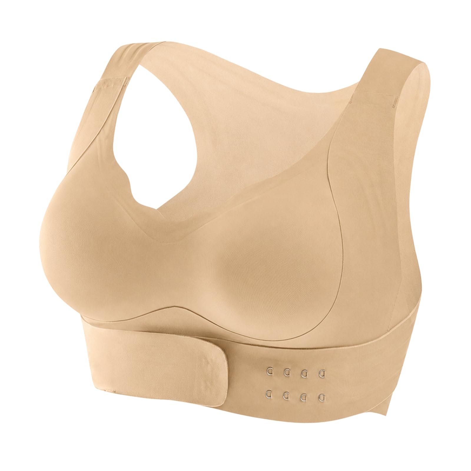 Reggiseno senza ferretto da donna con chiusura frontale incrociata | Spallacci larghi, coppe sagomate, fascia con gancio regolabile, nero avorio e beige, uso quotidiano, yoga, passeggiate