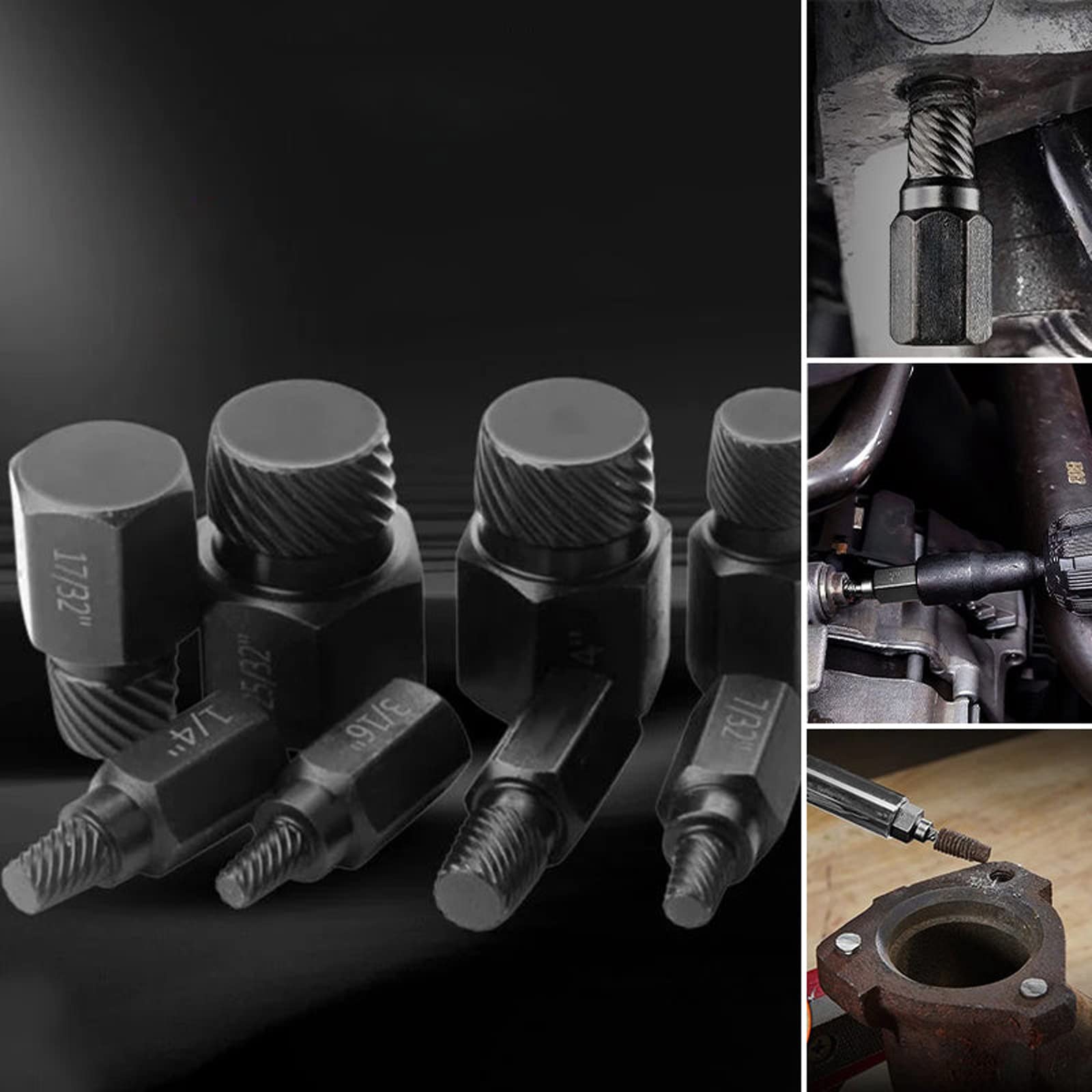 MYCK Screw and Bolt Extractor Set, Easy Out Screw Extractor Set, Heavy-Duty Damaged-Screw Extractor, 10PCS Ez Out Bolt Extractor Sets