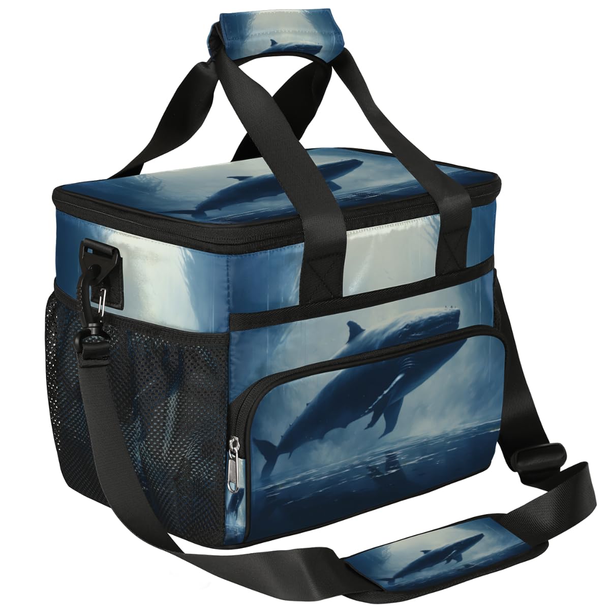Shark Insulated Picnic Backpack Lunch Box for Women Men Picnic Basket Tote Lunch Bag Picnic Bag Portable Lunch Bags for Picnic, Beach, Work, Trip,Office, Camp Underwater Shark