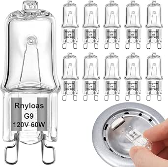 10er Pack G9 Halogen 60W - Dimmbar & Flackerfrei Für Schränke & Kronleuchter