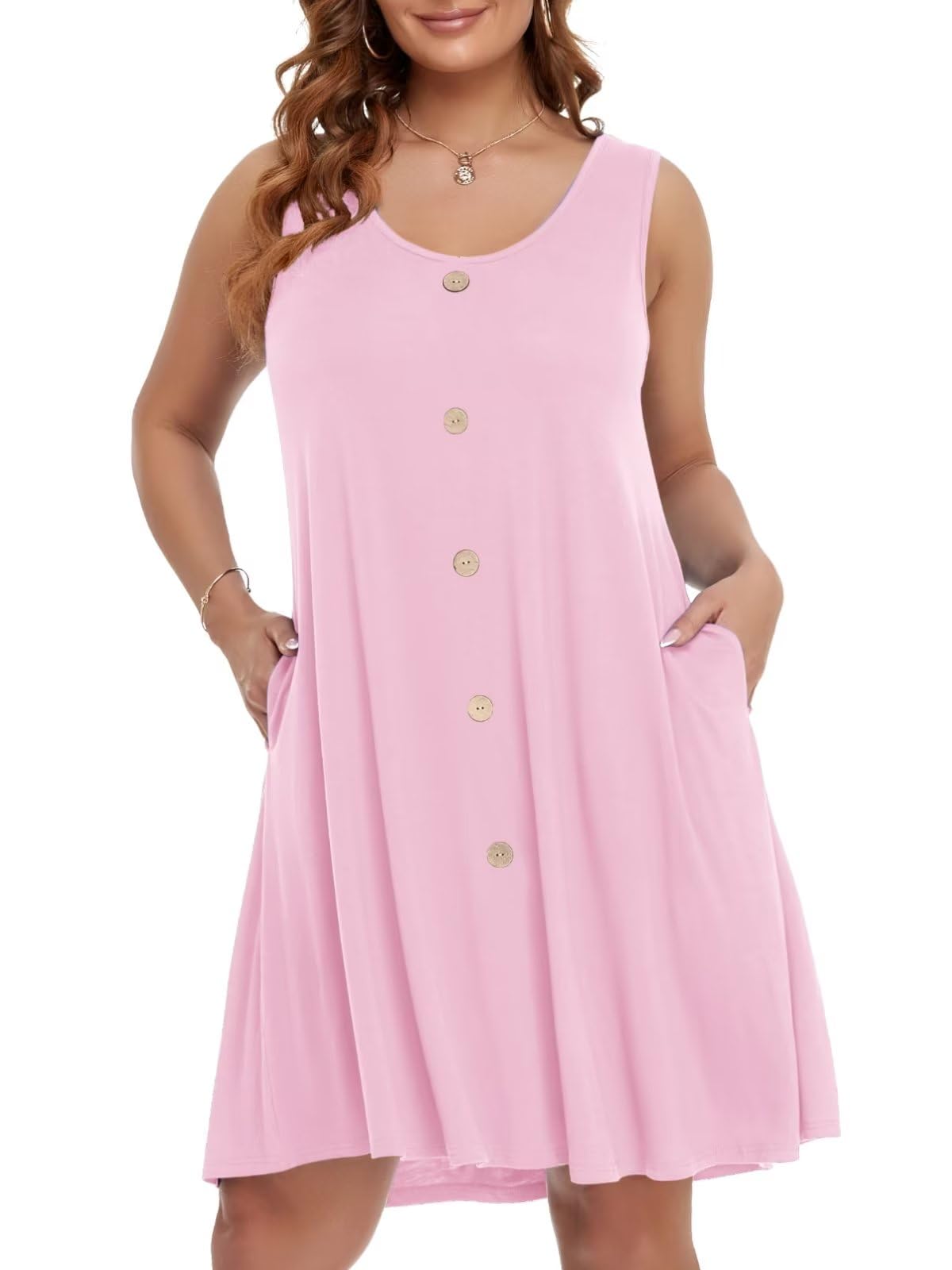 BELAROI Summer Dresses for Women Beach Tshirt Sundress V Neck Casual Swing Tank Dress Swimsuit Cover Ups Pockets