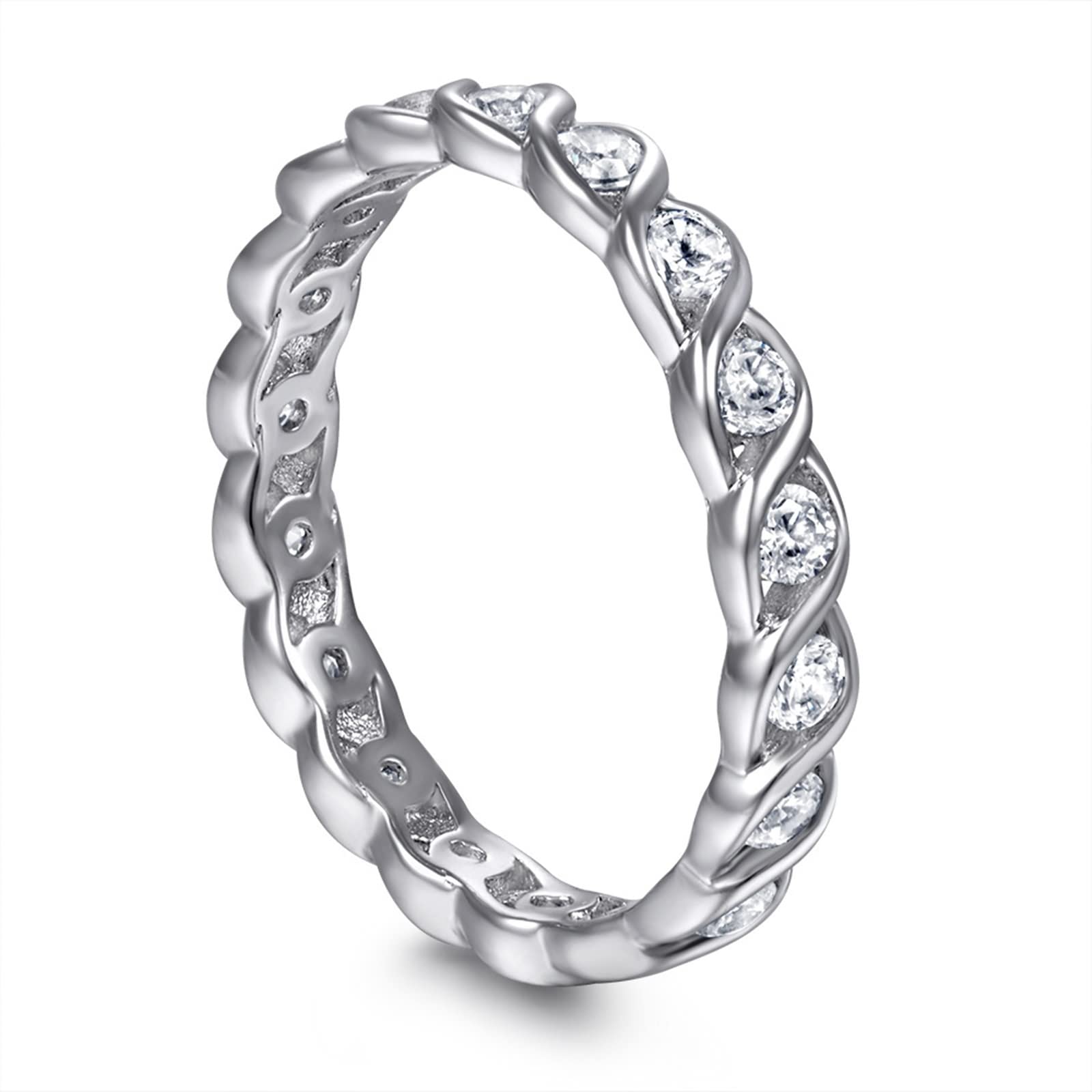 AMDXD Anillos de boda de plata 925, anillos de onda, para mujeres, niñas, niños, confirmación, regalos para niñas, joyas para mujer
