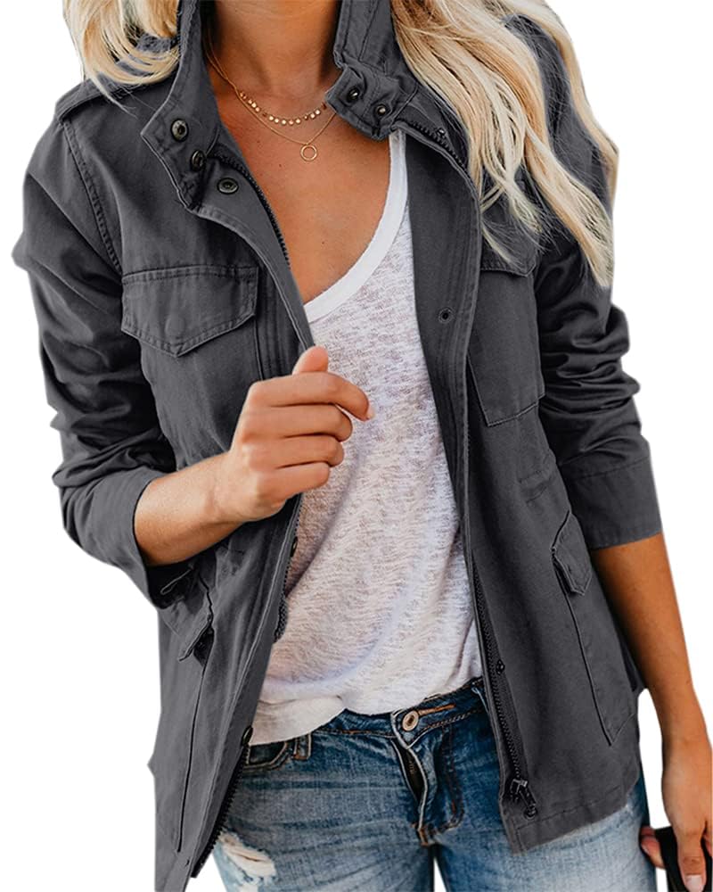Veste Légère Femme Imily Bela - Parka Boyfriend Mi-Saison En Coton - Col Montant