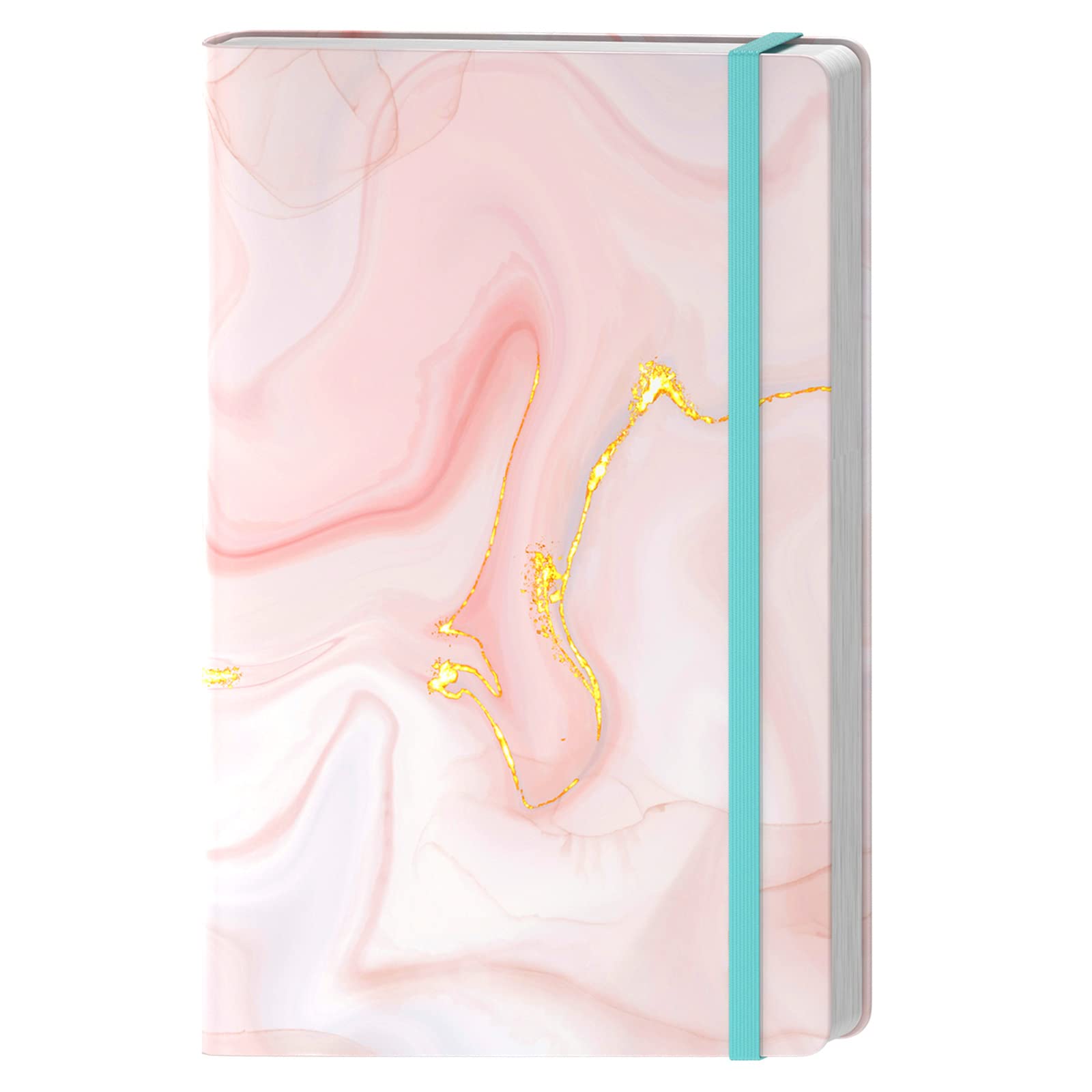 Lined Journal Notebook, Pink Marble Hardcover, Medium 5.7 x 8.4 in, 160 Pages Thick Paper, Cute Aesthetic A5 College Ruled Notebook for Journaling Writing Work Office School Women Girls