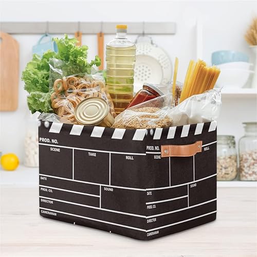 Miniatura 7 de Cesta de almacenamiento grande con asas, cesta de almacenamiento plegable con asas, cesta de lavandería con temática de película, caja de