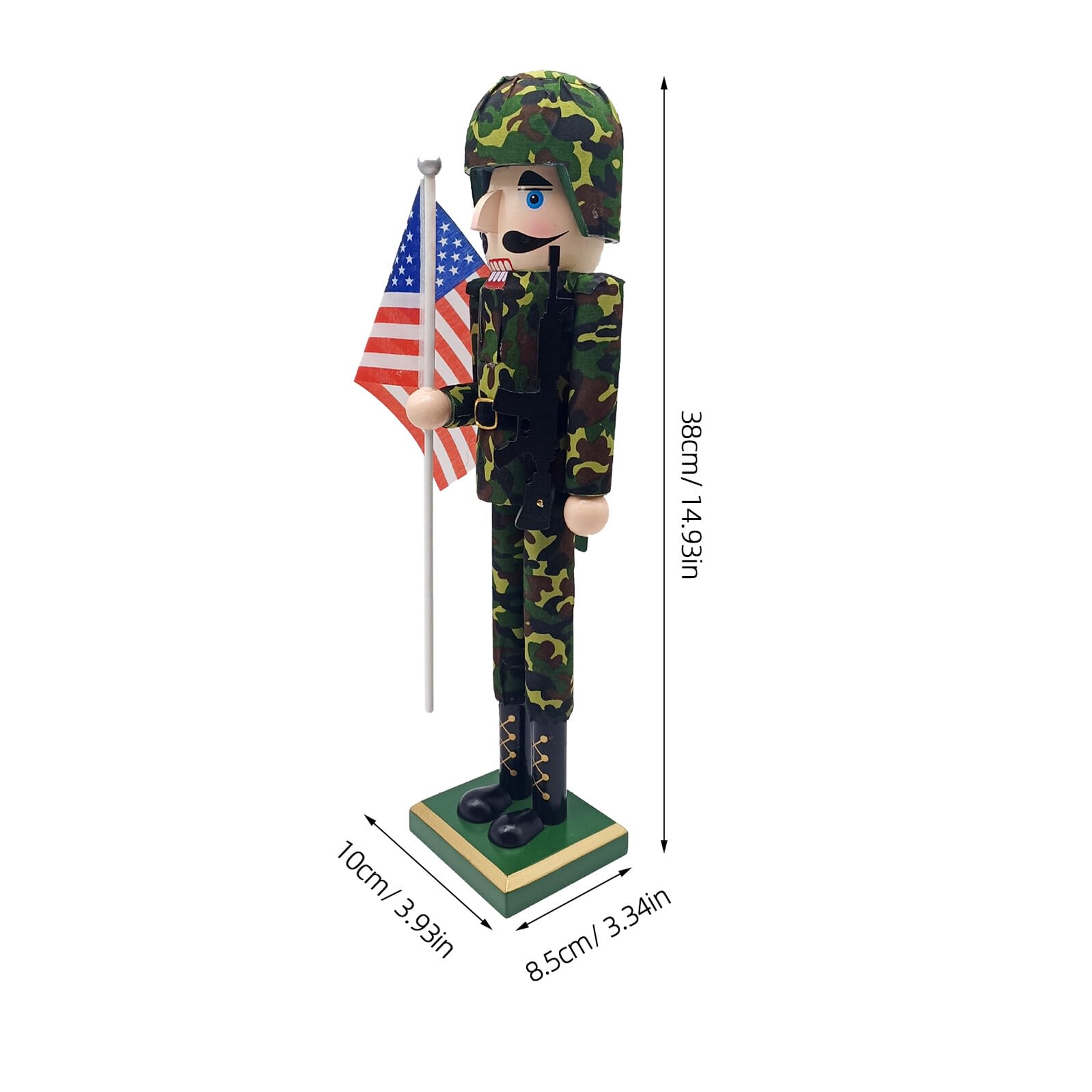 Ciieeo Schiaccianoci Natalizio in Legno Statuina di Soldato Schiaccianoci Patriottica con Bandiera Americana Decorazione da Tavolo per Feste Natale e Capodanno